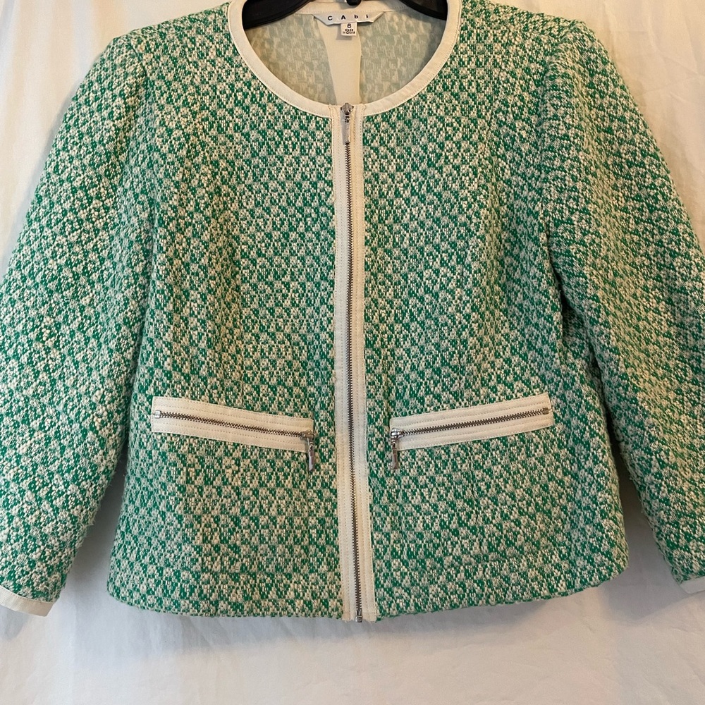 Cabi Green and White Women's Jacket